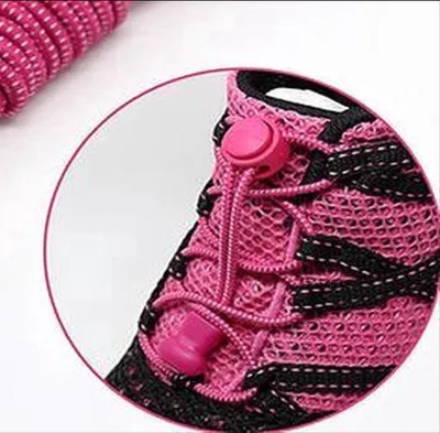 Image de CHPN - Lacets - Lacets élastiques - Lacets avec fermoir - Universels - 1 paire - Rose - Lacets élastiques - Lacets avec fermoir