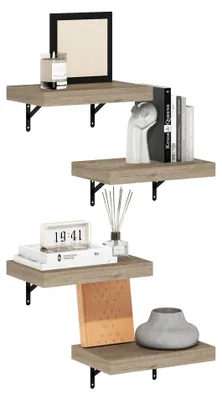 Schwebende Wandregale 37 cm Natur 4er-Set