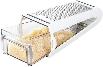 Produktbild von Professionelle Rasp mit Behälter – Doppelgültige Edelstahl Rasp, abnehmbar, für Käse, Schokolade, Gemüse