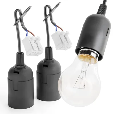 Obrázok produktu pre greate 3x svietidlo E27 čierne s rýchlospojkou – pätica E27 vrátane odľahčenia ťahu – max. 60 W, 250 V