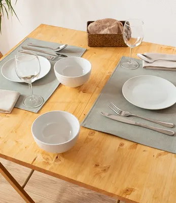 Produktbild von Monaco Light Grey Vintage 2er Set Tischsets in Lederoptik | Platzsets Hellgrau 45x30cm