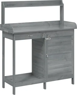 Produktbild von vidaXL Pflanztisch mit Schrank Grau 110,5x45x124,5 cm Massivholz Tanne