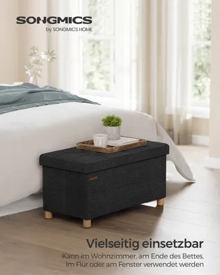 Produktbild von SONGMICS Sitzhocker, 77L, klappbare Sitztruhe, Aufbewahrungsbox, schwarz