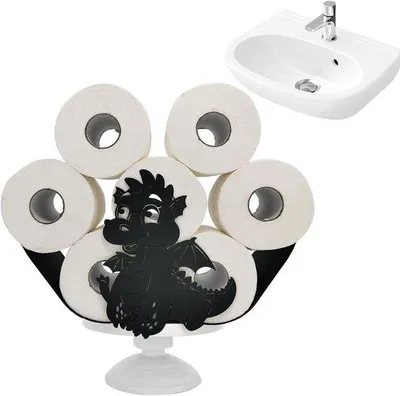 Produktbild von Famanu Toilettenpapierhalter Tier - Ohne Bohren Installation - 36x12x20cm - Drache