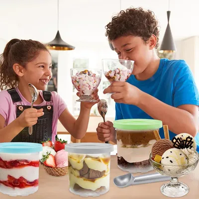 Produktbild von Set von 4 Eisbehältern für Ninja Creami Eismaschine – Ideal für Selbstgemachtes Eis