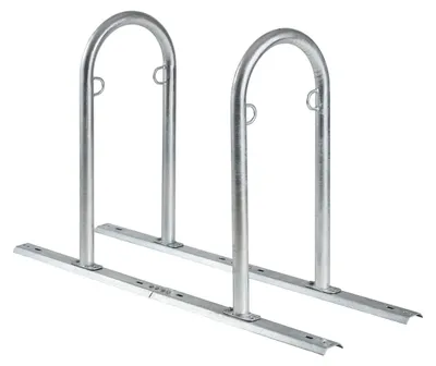 Produktbild von Fahrradanlehnbügel 140 x 88 cm Stahl feuerverzinkt Ø 50 mm grau freistehend Fahrradständer Parker Typ U