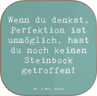 Produktbild von Mr. & Mrs. Panda Tischuntersetzer Spruch Steinbock Perfektion - Meeresbrise - Geschenk, Perfektionismus, Untersetzer Glas, für Gläser, gläseruntersetzer, Tierkreiszeichen
