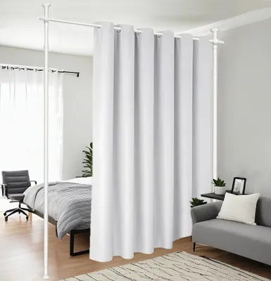 Produktbild von Raumteiler Paraventrahmen - Trennwand für Schlafzimmer oder Büro - weiß - 177 x 305 cm