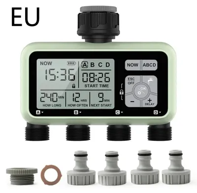 Zdjęcie produktu dla Timer do nawadniania, 4 wyjścia, programowalny harmonogram, standard UE