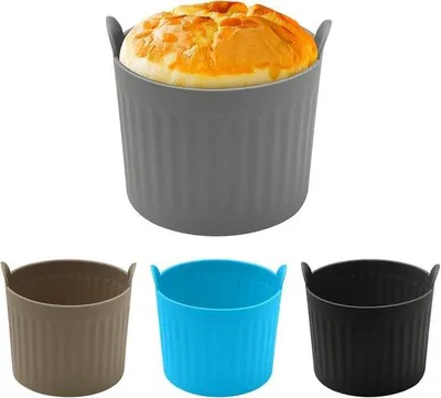 Immagine prodotto di Stampi in silicone per friggitrice ad aria - Set da 4 - Stampi per muffin per friggitrice ad aria di grandi dimensioni - 4 colori - Dimensioni: 6,6 cm