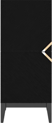 Produktbild von Demi High 2D Kommode Mit Gefrästen Fronten / Massive Buche / Highboard Mit Dekorativen Fronten Und Goldgriffen / 50/120 Cm / Schwarz