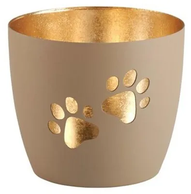 Obrázek produktu pro Dárková společnost Lucerna Madras Paws M, svícen na čajovou svíčku, svíčka, železo, pískovec / zlato, v. 8,5 cm, 1121604029