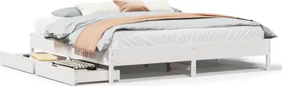 Zdjęcie produktu dla vidaXL Łóżko z litego drewna bez materaca białe 200x200 cm drewno sosnowe