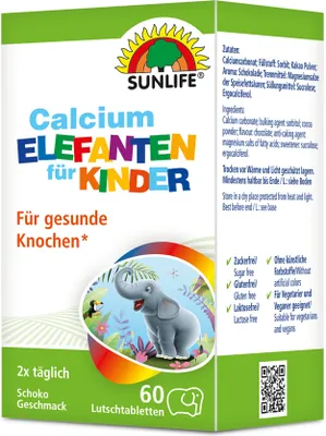 Produktbild von Sunlife Calcium Elefanten für Kinder 60 Lutschtabletten