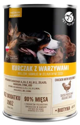 Zdjęcie produktu dla Mokra karma dla psa PetRepublic kurczak, warzywa 1250 g