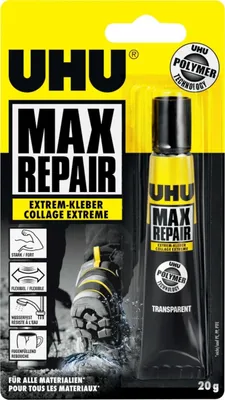 Produktbild von UHU MAX Repair, Gel, RoHS, REACH, CE, 33 g, Sichtverpackung, 1 Stück(e), Lösungsmittel