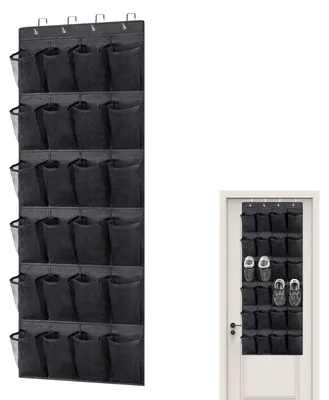 Hängender Schuhorganizer, 24 Fächer, 150x55 cm, schwarz