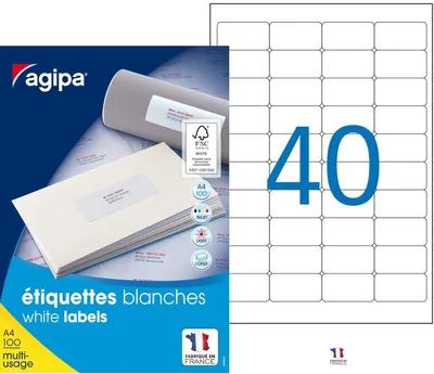 Image de agipa Étiquettes universelles 45,7 x 25,4 mm blanc 4.000 étiquettes