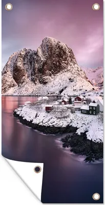 Produktbild von MuchoWow® 30x60 cm Outdoor-Poster Gartendeko Sichtschutz Garten Poster für den Garten  Lofoten Norwegen Fotodruck