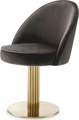 Produktbild von Casa Padrino Luxus Esszimmer Stuhl Grau / Messing H.85 cm - Drehstuhl - Esszimmer Möbel