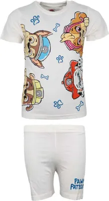 Produktbild von Paw Patrol Kinder Jungen kurzarm Schlafanzug Pyjama Shirt Shorts – Weiß / 128