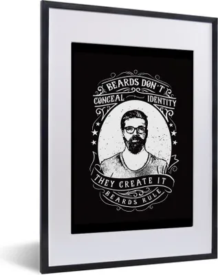 Produktbild von MuchoWow® MuchoWow® Gerahmtes Poster Mancave - Männer - Bart - Retro 30x40 cm - Poster mit zchwarzem Bilderrahmen - Wandposter Schlafzimmer
