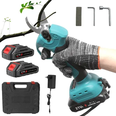 Produktbild von Elektrische Gartenschere - Kabellose Astschere 45 mm - Bürstenloser Motor - 4-stufig einstellbarer Schneiddurchmesser - SK5-Stahlklinge - 21V Werkzeug - mit 2 Akkus