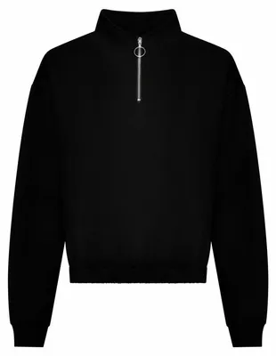 Image de Awdis - Sweat-shirt court pour femmes, avec fermeture éclair courte LT2747 (XXS) (noir)