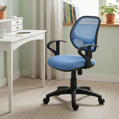 Produktbild von Kinderdrehstuhl COOL, Hellblau - Kinderzimmer Schreibtischstuhl höhenverstellbar mit Armlehnen und Wippmechanik inkl. atmungsaktivem Netzbezug [max. Belastbarkeit 100 kg]