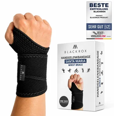 Produktbild von BLACKROX Handgelenkbandage Fitness, Handgelenk Bandage, Wrist Wraps, Daumenbandage Handbandage Kraftsport, Handgelenkstütze, schwarz, One Size