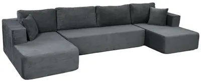 Produktbild von Modulares U-f?rmiges Sofa, 4-Sitzer, 2 Chaiselongues, 2-Sitzer-Sofa, 6 Kissen, keine Montage erforderlich, 369 x 152 x 78 cm, Grau
