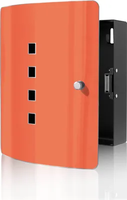Produktbild von banjado Design Schlüsselkasten aus Edelstahl für 10 Schlüssel, Schlüsselschrank 24 x 21,5 x 7cm groß mit Magnetverschluss,  Orange [BWSK 0011]