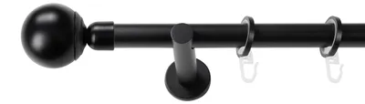 Produktbild von SN Deco Gardinenstange Reims, 19 mm, 1-läufig, Stahl, Komplett-Set mit Ringen, Auflageträger, 180 cm, schwarz