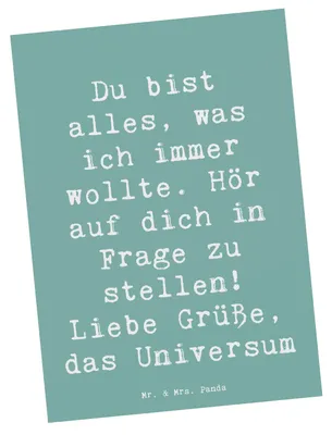 Produktbild von Mr. & Mrs. Panda bildkarte Spruch Hoffnung und Selbstliebe - Meeresbrise - Geschenk, Grußkarte, wahres Selbst, geliebt, Ansichtskarten, hör auf dich in Frage zu stellen