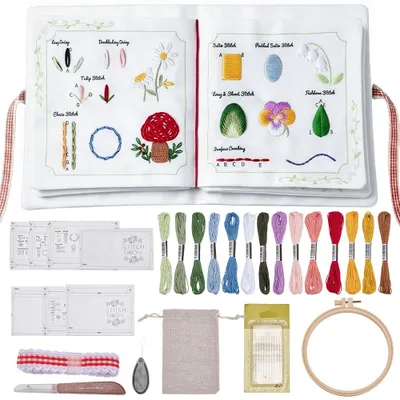 Borduursteekboek für Anfänger, 32 Stiche, Blumenmotive