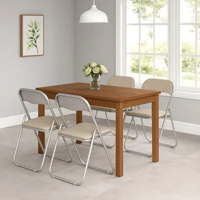 Produktbild von Klappstuhl Dgraf, Set mit 4 platzsparenden Stühlen, Gästestuhl, Besprechungssitz aus , 43x47h80 cm, Beige