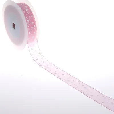 Produktbild von Organzaband mit Sternchen - rosa - 25mm - 25m - 90165 31