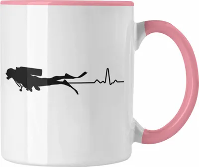 Produktbild von Trendation - Taucher Tasse Geschenk Kaffeetasse Geschenkidee Männer Tauchen Evolution Grafik Tauchlehrer Tauchsportler Becher (Rosa)