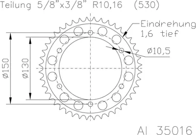 Produktbild von ESJOT Kettenrad "35016", 530, Alu, 39 Zähne