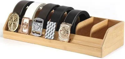 Productafbeelding van Riemorganizer met 7 Compartimenten - Bamboe Riemdisplayrek voor Kast en Lade