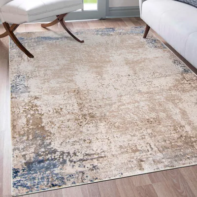 Image de Tapis Mazovia Beige Moderne Abstrait, Vintage - Salon, Chambre à coucher, Salle à manger, Bureau - Non tissé - Rectangle - Élégant - 140x200 cm