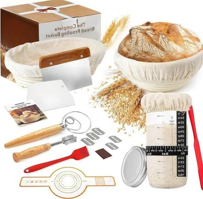 Productafbeelding van Brood Bakset - Zuurdesem Starter - Brood Bakken - Uitgebreide Accessoires - 25 cm en 23 cm - Natuurlijk