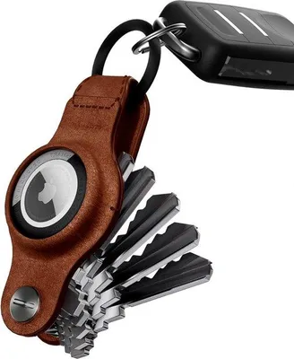 Obrázek produktu pro Černé kožené pouzdro pro AirTag – kompatibilní s KeySmart – organizér na klíče – přívěsek na klíče do auta – kožený držák na klíče