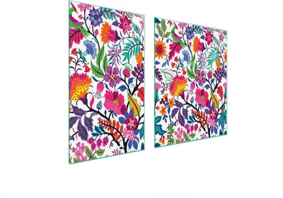 Produktbild von Herdabdeckplatten 2 teilig 100x52 Glaskeramikkochfeld Abdeckung Glas Schneidebrett Blumen Bunt