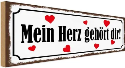 Produktbild von vianmo Holzschild 10x27 cm Mein Herz gehört dir Dekoration