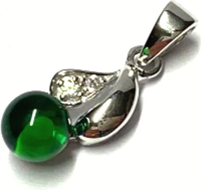 Produktbild von Silberanhänger 925/- rhodiniert karibischer Bernstein grün Kugel 5mm + Zirkonia Kettenanhänger