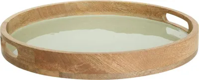 Produktbild von Rundes tablett inaya d38cm grün und mangoholz  - Atmosphera créateur d'intérieur