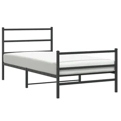 Obrázek produktu pro Postel s čelem a nohou kovová černá 100x190 cm