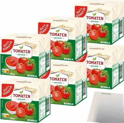 Produktbild von Gut & Günstig Tomaten passiert in praktischer Kartonverpackung 6er Pack (6x500g Packung) + usy Block