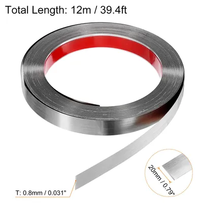 Produktbild von 12m x 20mm Zierleisten Selbstklebend, Wandleisten zum Aufkleben und Anbringen von Rahmen, Edelstahl Stuckleisten gebš¹rstetem Finish fš¹r Wand, Decke, Schrank, Fliesenkante (Silber)
